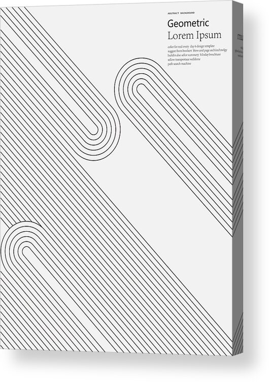 Curve Acrylic Print featuring the drawing Black And White Geometric Style Line Pattern Background #2 by Shuoshu