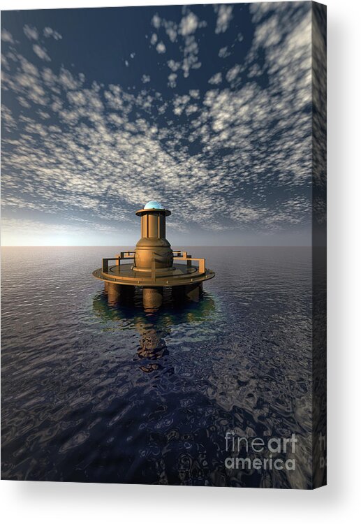 Structure Acrylic Print featuring the digital art Structure at Sea #2 by Phil Perkins