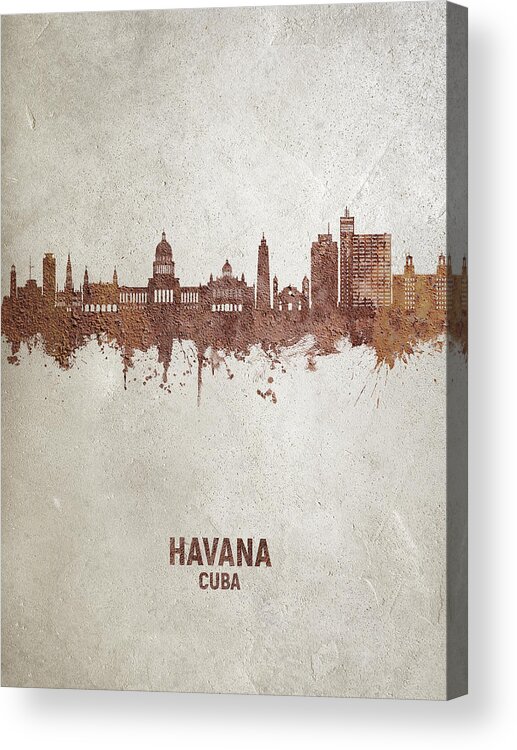 Havana Acrylic Print featuring the digital art Havana Cuba Skyline #20 by Michael Tompsett