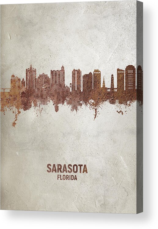 Sarasota Acrylic Print featuring the digital art Sarasota Florida Skyline #27 by Michael Tompsett