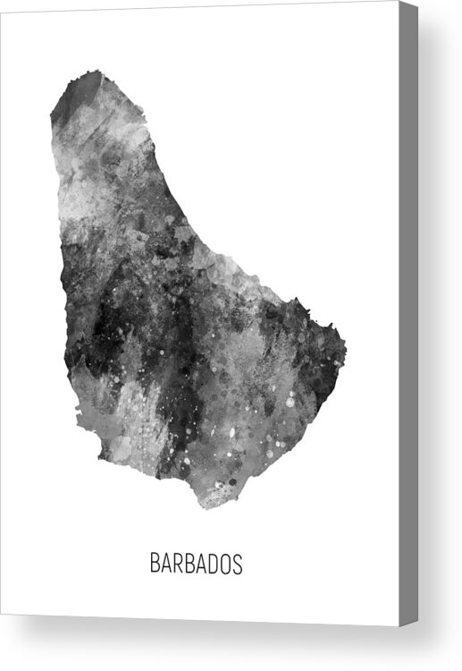 Barbados Acrylic Print featuring the digital art Barbados Watercolor Map #3 by Michael Tompsett