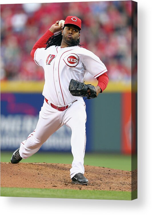 Great American Ball Park Acrylic Print featuring the photograph Johnny Cueto by Andy Lyons