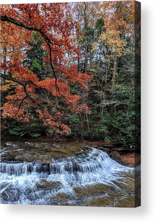 South Chagrin Reservation Acrylic Print featuring the photograph Quarry Rock Falls in the Fall #3 by Brad Nellis