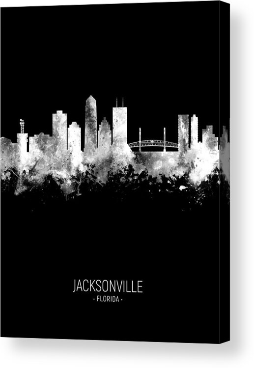 Jacksonville Acrylic Print featuring the digital art Jacksonville Florida Skyline #33 by Michael Tompsett