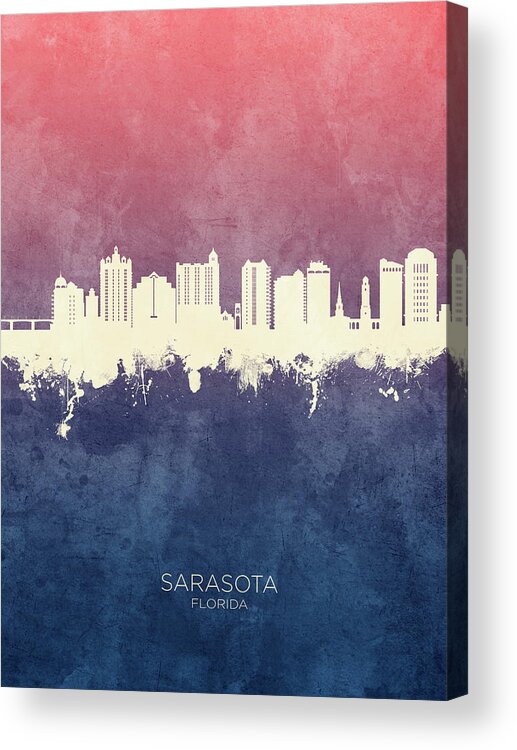 Sarasota Acrylic Print featuring the digital art Sarasota Florida Skyline #33 by Michael Tompsett
