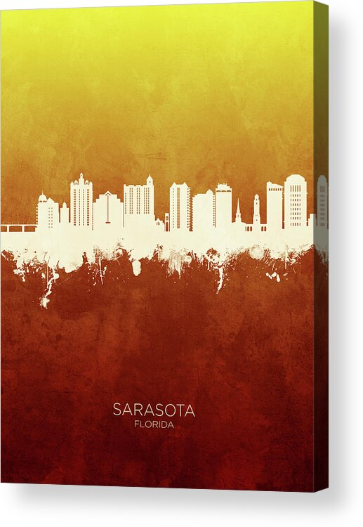 Sarasota Acrylic Print featuring the digital art Sarasota Florida Skyline #36 by Michael Tompsett