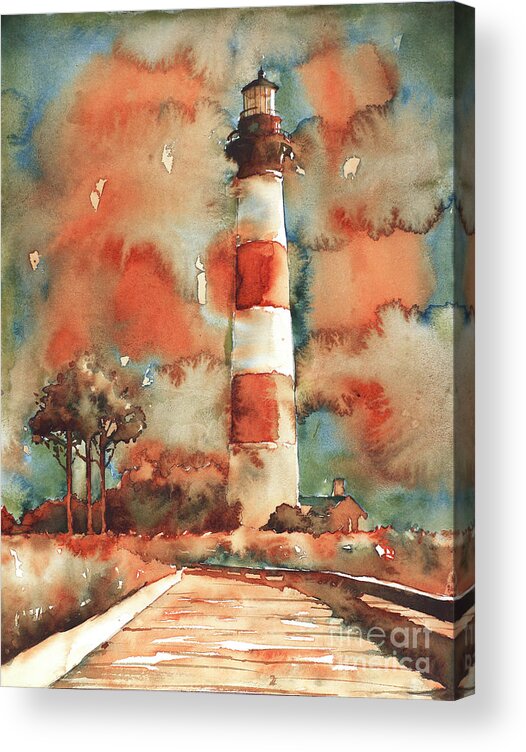Bodie Island Acrylic Print featuring the painting Bodie Island Lighthouse #4 by Ryan Fox