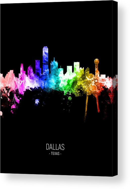 Dallas Acrylic Print featuring the digital art Dallas Texas Skyline #43 by Michael Tompsett