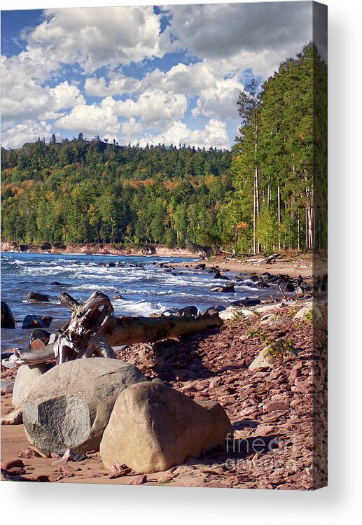 Marquette Acrylic Print featuring the photograph Lake Superior Shoreline #5 by Phil Perkins