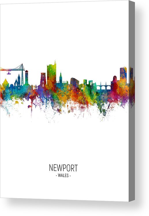 Newport Acrylic Print featuring the digital art Newport Wales Skyline #6 by Michael Tompsett