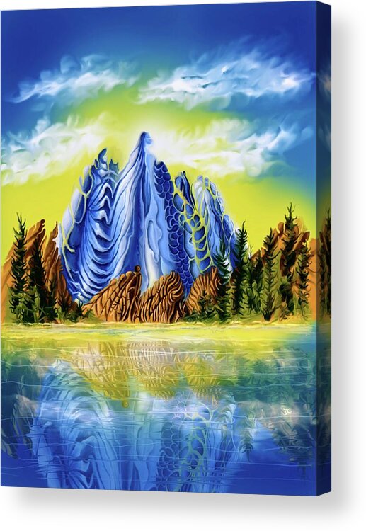 Galaxy Acrylic Print featuring the digital art A Mountain somewhere in this Galaxy by Darren Cannell