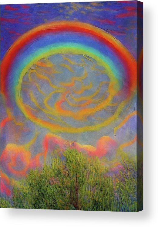 Rainbow Acrylic Print featuring the digital art A Portal To Oz by Ally White