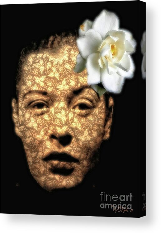Faces Acrylic Print featuring the digital art A Portrait of Billy Holiday by Walter Neal