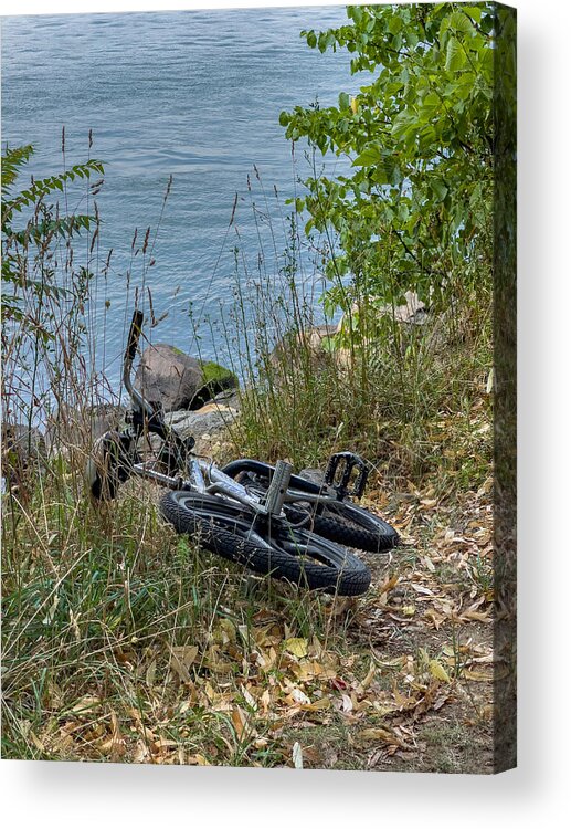 East River Acrylic Print featuring the photograph Abandoned Bike by Cate Franklyn