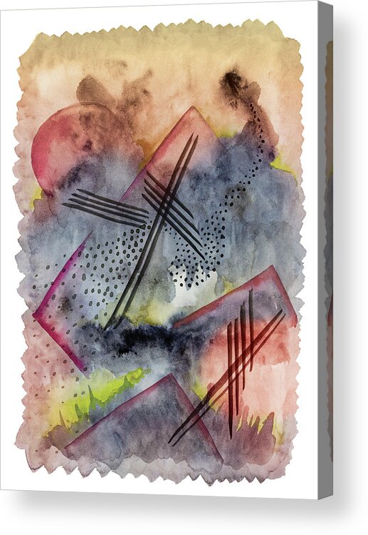 Abstract Composition Acrylic Print featuring the painting Abstract Deconstruction Composition by Mark Beckwith