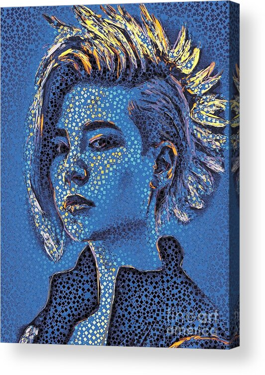Abstract Acrylic Print featuring the digital art Abstract Portrait - Diamond Style 1a by Philip Preston
