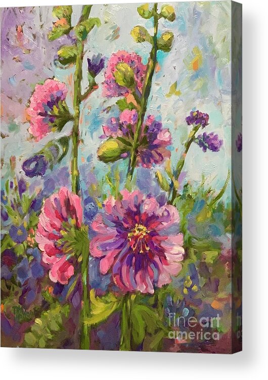 Purple Flowers Acrylic Print featuring the painting Abundance by Patsy Walton