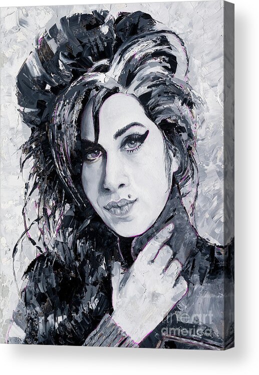 Amy Acrylic Print featuring the painting Amy Winehouse, 2020 by PJ Kirk