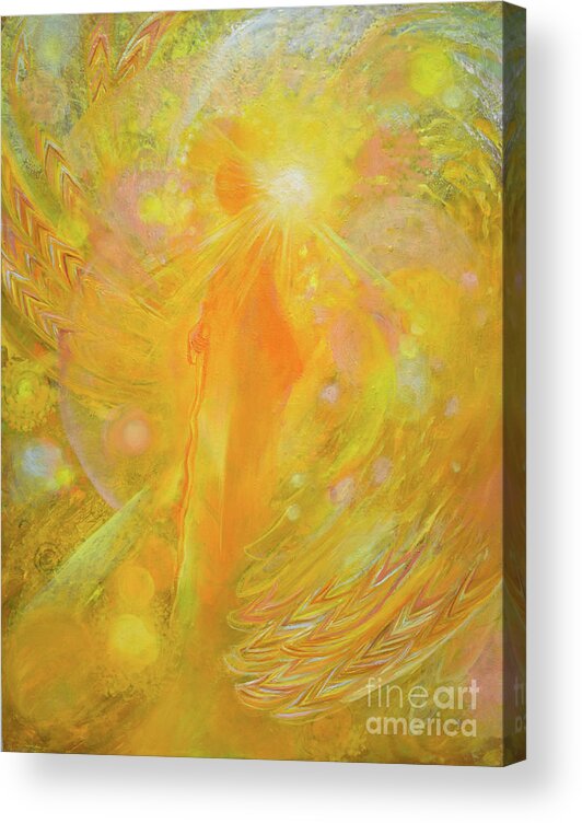 Angel Acrylic Print featuring the painting Angel Raphael by Anne Cameron Cutri