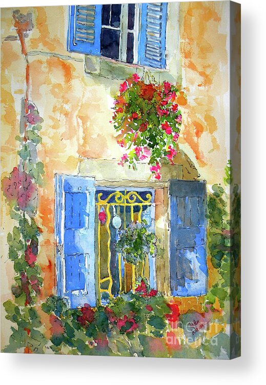 Windows Acrylic Print featuring the painting Ansouis Windowbox by Patsy Walton