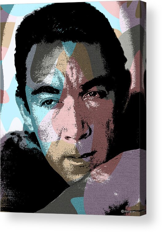 Anthony Quinn Acrylic Print featuring the mixed media Anthony Quinn modernized portrait by Movie World Posters