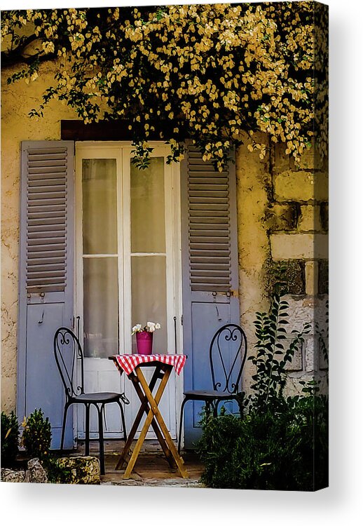 Table Acrylic Print featuring the photograph Antibes BnB by Andrea Whitaker