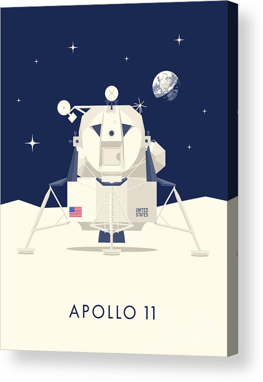Apollo 11 Acrylic Print featuring the digital art Apollo 11 Space - Lunar Lander Module by Organic Synthesis