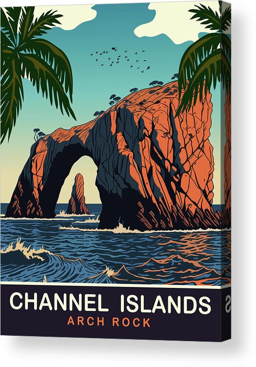 Arch Rock Acrylic Print featuring the digital art Arch Rock, Channel Islands by Long Shot