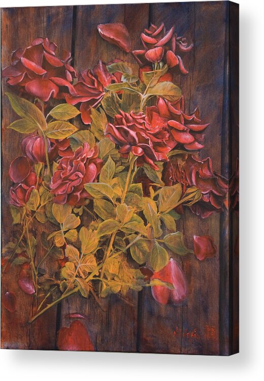 Rose Acrylic Print featuring the painting Bacarole by Nik Helbig