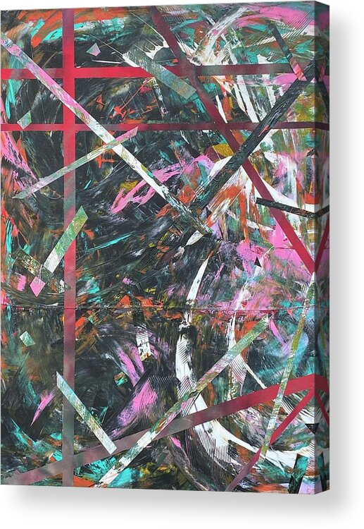 Abstract Expression Acrylic Print featuring the mixed media Back To One by Julius Hannah