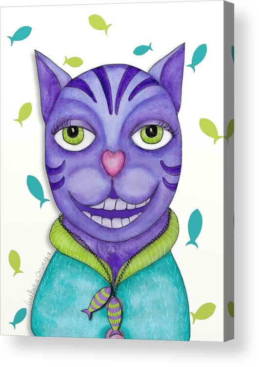 Illustration Acrylic Print featuring the mixed media BadBoy Cat by Barbara Orenya