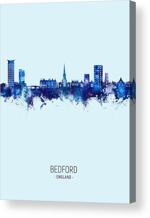 Bedford Acrylic Print featuring the digital art Bedford England Skyline #00 by Michael Tompsett