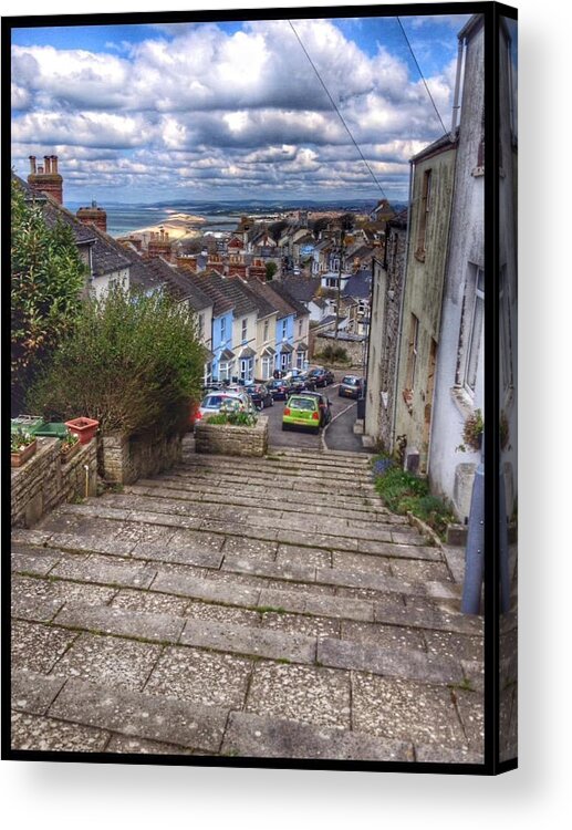 Belle View Terrace Portland Dorset Uk Chesil Beach Acrylic Print featuring the photograph Belle View by David Matthews