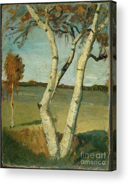 Background Acrylic Print featuring the painting Birch Tree in a Landscape Paula Modersohn-Becker1899 by Artistic Rifki