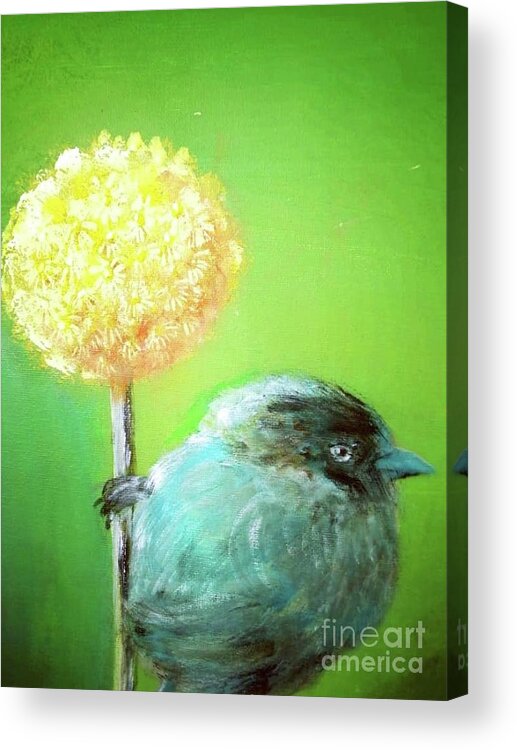 Bird Acrylic Print featuring the painting Birdy Nam Nam by Alexandra Vusir