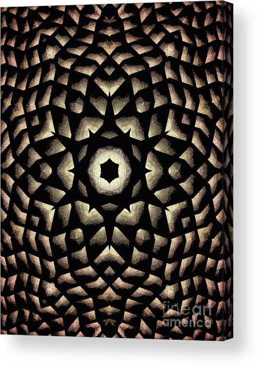 Black Acrylic Print featuring the digital art Black and Gold Mandala by Phil Perkins