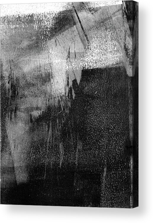 Black Acrylic Print featuring the painting Black and Grey Modern Abstract Expressionist Dissonance 2 by Janine Aykens
