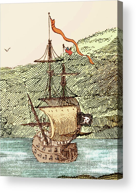 18th Acrylic Print featuring the photograph Blackbeard's Pirate Ship, Queen Anne's Revenge by Science Source