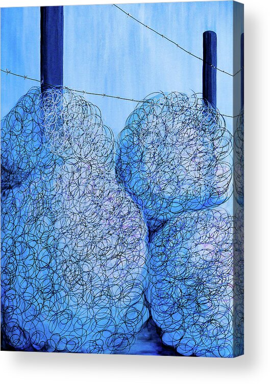 Tumbleweeds Acrylic Print featuring the painting Blue Blue Tumbles by Ted Clifton