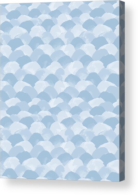 Watercolor Acrylic Print featuring the painting Blue Scallop Pattern by Kristye Dudley