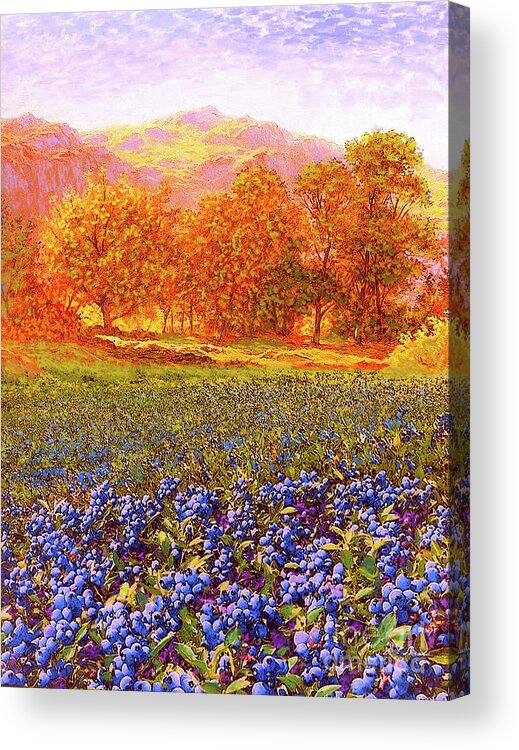 Tree Acrylic Print featuring the painting Blueberry Fields by Jane Small