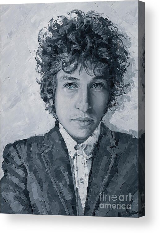 Dylan Acrylic Print featuring the painting Bob Dylan, 2020 by PJ Kirk
