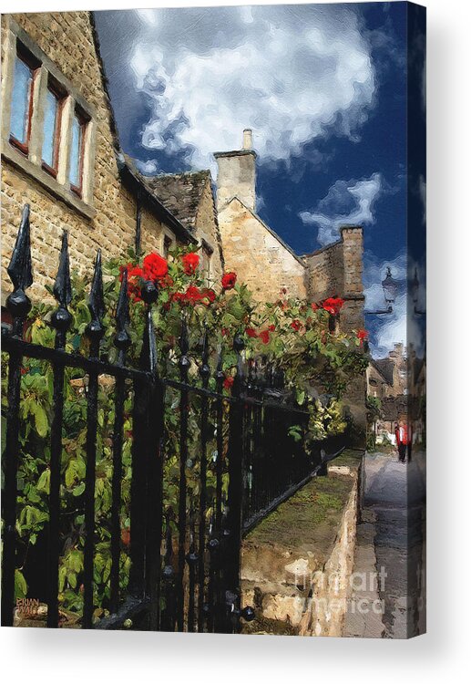 Bourton-on-the-water Acrylic Print featuring the photograph Bourton Red Roses by Brian Watt