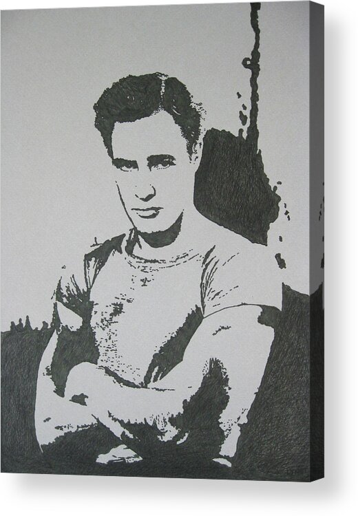 Marlon Brando Acrylic Print featuring the drawing Brando by Lynet McDonald