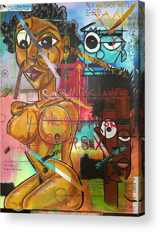 Abstract Expressionism Acrylic Print featuring the mixed media Brave New World by Julius Hannah