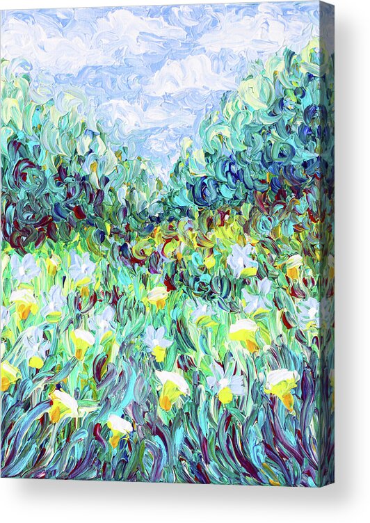 Meadow Acrylic Print featuring the painting Breezy Meadow by Bari Rhys