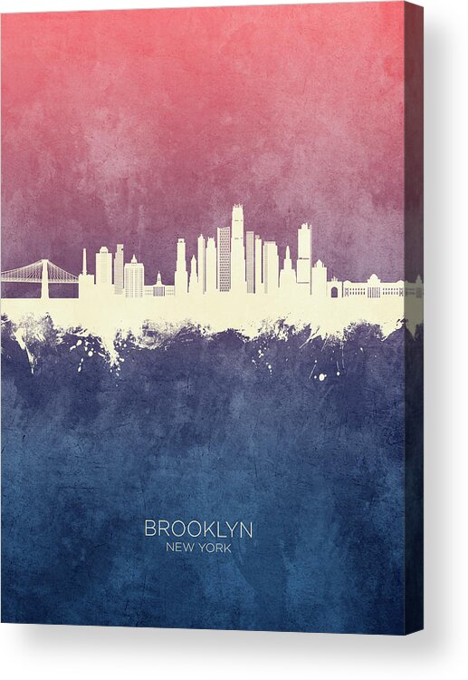 Brooklyn Acrylic Print featuring the digital art Brooklyn New York Skyline #86 by Michael Tompsett