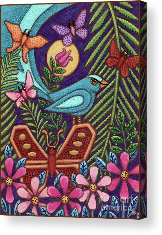 Bird Acrylic Print featuring the painting Butterfly Night by Amy E Fraser