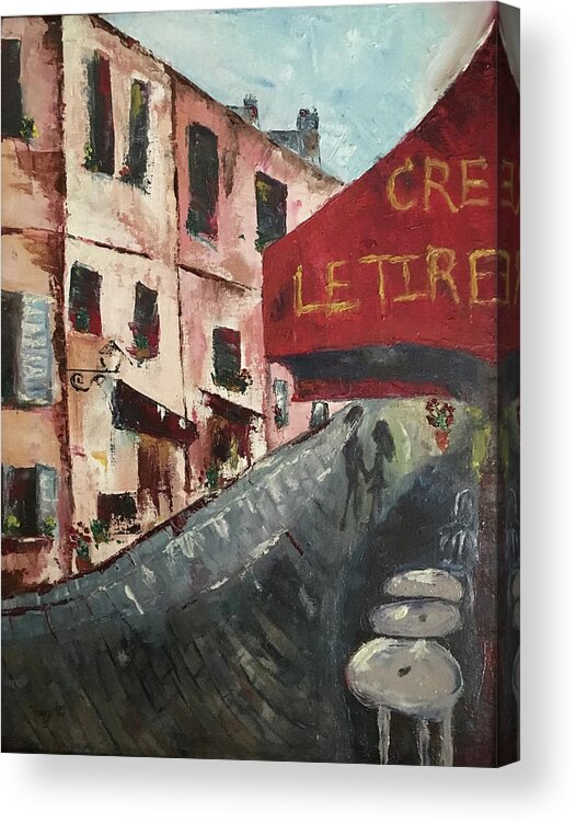 Mont Martre Acrylic Print featuring the painting Cafe Mont Martre by Roxy Rich