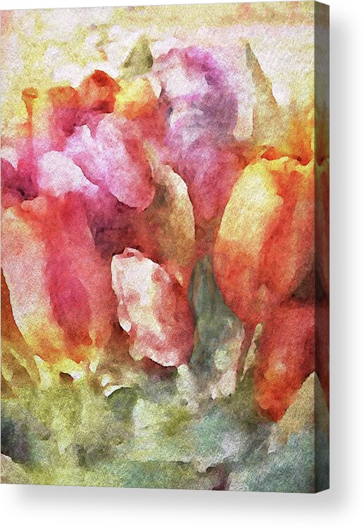 Tulip Bouquet Acrylic Print featuring the painting Captured Spring by Susan Maxwell Schmidt